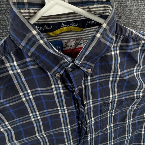 Wrangler George Strait Cowboy Cut Button Up Shirt Men Long Sleeve Plaid Blue - Picture 7 of 13